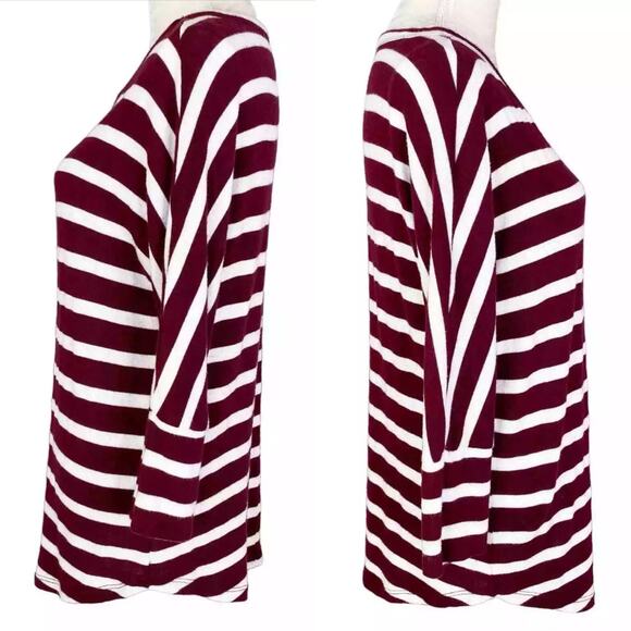Mix by 41Hawthorn Sweater Medium Maroon White Stripes Super Soft - Picture 8 of 9